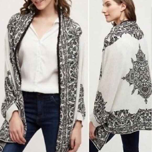 HRW Anthropologie | Tolay Shawl Mandala | Cardigan Gray Black - Picture 1 of 12